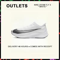 ราคา กล่องที่สมบูรณ์ Nike Zoom Fly 3 White Running Shoes AT8240 100 รับประกัน 1 ปี (21887725297)