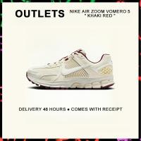 ราคา กล่องที่สมบูรณ์ Nike Air Zoom Vomero 5 Khaki Red Running Shoes HF0737 111 รับประกัน 1 ปี (21888996590)