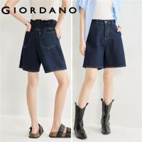 ราคา GIORDANO Women Shorts Half Elastic Waist Washed Denim Shorts Multi Pocket A Line Summer Fashion Casual Denim Shorts 18404905 (21744294362)