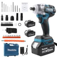 ราคา makita มีทั้งสองฟังก์ชันประแจและสว่านไฟฟ้า ประแจไฟฟ้าไร้สาย 259V แบต 2 ก้อน Brushless Electric Impact Wrench ประแจไฟฟ้า 2 แบตเตอรี่ลิเธียม 6200rpm 520 N M ประแจไฟฟ้า Torque For Makita 259V Battery เทค
