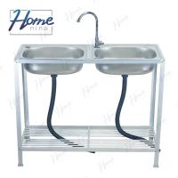 ราคา HOMENINE ซิ้งค์ล้างจาน อ่างล้างจาน สแตนเลส A 2หลุม 2ชั้น โครงอลูมิเนียม (21413260482)