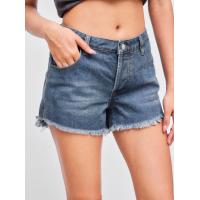ราคา Cider Cider Denim Low Rise Solid Raw Hem Micro Straight Leg Shorts (21829869692)