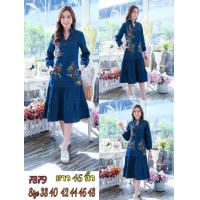 ราคา เดรสยีนส์ 7879 ชุดยีนส์ปักลายสวยหรู ผ้ายีนส์เนื้อนิ่ม แบบสวยใส่สบาย แบบขายดีมาก (21804178141)