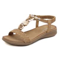 ราคา แบรนด์ SIKETU รองเท้าแตะผู้หญิงทรงแบนย้อนยุค Bohe รองเท้าลูกปัดยางยืดสำหรับพักผ่อนสายรัดข้อเท้าชายหาดกรุงโรมกันลื่นสีขาวทำงานสบายๆ (19500020659)