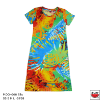 ราคา แตงโม SUIKA เสื้อแตงโม เดรสผ้ายืดคอกลม พิมพ์ลายมัดย้อม P DO 008 (21573920951)
