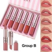 ราคา ชุดลิปเคลือบริมฝีปากสองชั้น1เซ็ตลิปสติกชุดของขวัญลิปสติกเนื้อแมทกำมะหยี่ลิปเครื่องสำอาง (21408050153)