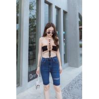 ราคา กางเกงยีนส์สามส่วนเอวสูงผ้ายืด กางเกงยีนส์ผู้หญิงสามส่วนผ้ายืดเอวสูงเข้ารูปเก็บทรงสวย กางเกงยีนส์ผู้หญิงขาสั้น (19944057261)