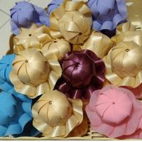 ราคา เหรียญโปรยทานงานบวชงานบุญ ทำจากริบบิ้นกากเพชร ลายหมวก ตัวเปล่า คละสี สีละ 2 ชิ้น 1ชุดจะมี 10ชิ้น (21463401169)