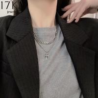 ราคา สร้อยคอไม้กางเขนคู่17กม สำหรับทุกเพศสร้อยคอโซ่เงินแบบเรียบง่ายสำหรับเครื่องประดับอัญมณีของผู้หญิง (21836028477)