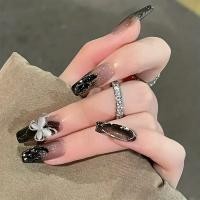 ราคา 24 ชิ้น 24 ชิ้น DIY เล็บปลอมฝรั่งเศสเล็บปลอม Rhinestone เพิร์ลเล็บปลอม (21026500331)