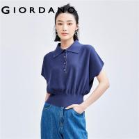 ราคา GIORDANO Women Sweaters Half Placket Batwing Sleeve Knit Polo Shirts Turndown Collar Summer Fashion Casual Polo Shirts 18354207 (21841516237)