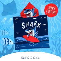 ราคา Uwae ผ้าขนหนู ผ้าเช็ดตัวเด็ก ผ้าขนหนูคลุมตัว ลายฉลาม Shark Surfing รุ่น TW048 (21817466487)