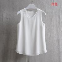 ราคา ↂ Woherb 21 Colors Solid Ruffle Chiffon Blouse Women 2023 Summer Fashion Vest Blusas Casual Loose Sleeveless Ladies Tops Shirt (16083412847)