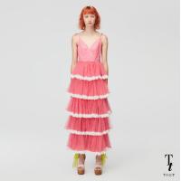 ราคา TandT Crochet Trimmed Ruffled Tiered Gingham Checked Tulle Maxi Dress เดรสยาว สายเดี่ยว เดรสสายเดี่ยวยาว ตกแต่งเชิงลูกไม้ลายหัวใจ ระบายชั้น ผ้าตาข่ายลายสก็อต (9647936655)