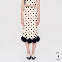 ราคา TandT LA BELLE ROSES HAND CRAFTED AROUND HEM POLKA DOT MIDI SKIRT กระโปรงยาว ทรงสอบเข้ารูป ตกแต่งดอกกุหลาบรอบชายกระโปรง ลายจุดสีเหลืองอ่อน ดำ (21562534492)