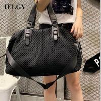 ราคา IELGY กระเป๋าผู้หญิงสะพายไหล่ไนลอนสะพายข้างขนาดใหญ่สีดำกระเป๋าสะพายข้างตาข่ายธรรมดาลำลองท่องเที่ยว (17594433591)