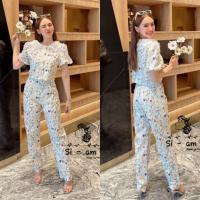 ราคา ป้าย Si am เซท 2 ชิ้นเสื้อคอปกกับกางเกงงานปักลายสวยผ้าเนื้อดีใส่สบาย (21761226157)