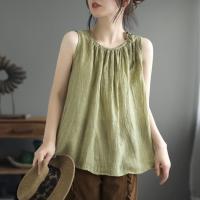 ราคา มีไซส์ใหญ่ Plus Size Womens M 3XL Sleeveless Summer Tanks Solid Color Fashion A line Female Tops Vintage Cotton Linen Camisoles (21618187108)