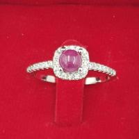 ราคา แหวนพลอยทับทิม พลอยแท้ เงินแท้ 925 เคลือบทองคำขาว (985640970)