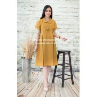 ราคา ชุดคลุมท้องคอบัวหยักสีเหลืองมัสตาร์ดนางแบบใส่ชุดจริงงานคุณภาพผ้าเกรดพรีเมี่ยม (21697235854)
