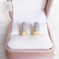ราคา ต่างหูเพชรห่วงประดับเพชรฝังจิกรุ่นไฮโซ (21404926338)