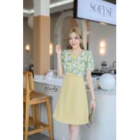 ราคา เดรสทำงานแฟชั่น เดรสสีเหลือง รหัส 84 (21799036477)