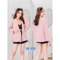 ราคา เสื้อสูทแฟชั่นเกาหลี สูทมีกระเป๋า สูททำงาน Blazer งานป้าย The Rich (1802136224)