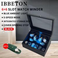 ราคา IBBETON New Upgrade Watch Winder Automatic Glass Cover Mechanical Watches Rotator Holder Wood Case Winding Cabinet Storage Display Boxes (21545994351)