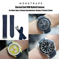 ราคา สายนาฬิกา รุ่น Curved End Hybrid Canvas for Rolex Sport Omega Speedmaster Omega x Swatch 202122mm (17241402925)