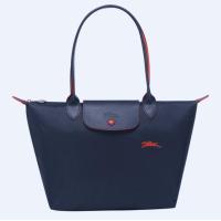 ราคา 100 Genuine longchamp Le Pliage Club 70th anniversary embroidered horse waterproof nylon dumpling bag long handle Shoulder Bags Medium size L2605619556 Navy color Tote Bag (21624117943)