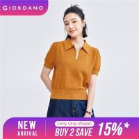 ราคา GIORDANO Women Sweaters 100 Cotton Contrasting Placket Knit Polo Shirts Short Sleeve Summer Fashion Casual Polo Shirts 18354208 (21841361320)