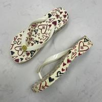 ราคา TORY BURCH 2023 summer new style TB thick soled womens flip flops seaside beach print European and American style flip flops womens slippers (20623473818)