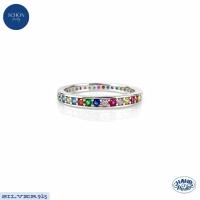 ราคา 3AC CZ02 แหวนเงินแท้925 ฝังพลอยนพเก้าแฟนซี CUBIC ZIRCONIA CZ AAA 1 5mm ชุบเคลือบ White Gold คุณภาพส่งออก (21225314127)