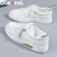 ราคา DOSREAL รองเท้าผ้าใบสีขาวสำหรับผู้หญิงรองเท้าผ้าใบรองเท้าลำลองสีขาวแบบสั้นหนังสไตล์เกาหลีสำหรับเด็กนักเรียนหญิงรองเท้ายาง (20471383317)