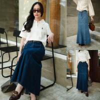ราคา พร้อมส่ง กระโปรงยีนส์ยาวทรงหางปลา งานป้ายvshop (21760064664)
