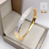 ราคา ปั้ม18K กำไลข้อมือเพชรแถวประดับเพชรทรงเหลียมสวยอมตะ งานอย่างดี18K รอบวง18cm (21680359113)