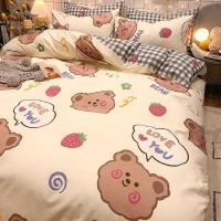 ราคา ชุดผ้าปูที่นอน ผ้าปูที่นอน ลายการ์ตูน ลายสก็อต พร้อมผ้านวม ครบชุด 6ชิ้น ผ้าปูที่นอน ผ้านวม ปลอกหมอน มีขนาด3 5ฟุต 5ฟุต 6ฟุต (15617244692)