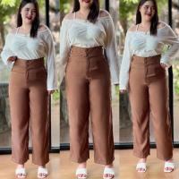 ราคา กางเกงขายาว กางเกงทำงานผู้หญิง กางเกงเอวสุง เสื้อผ้าแฟชั่นผู้หญิง รุ่นกระดุมคู่2XL 6XL ผ้าZARA Pants womens fashion clothing (21492883117)