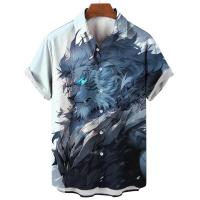 ราคา 2567เสื้อเชิ้ตแขนสั้นสำหรับผู้ชายเสื้อเชิ้ตลำลองพิมพ์ลายสัตว์เสือสำหรับผู้ชายใส่ในฤดูร้อน (21531023125)