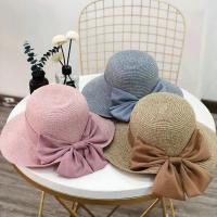 ราคา หมวกสาน เกรดดี พับได้ หมวกปีกกว้าง หมวกเที่ยวทะเล มีโปว์อยู่ด้านหลัง รุ่นA077 มีหลายสีให้เลือก (3814772495)