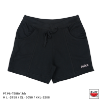 ราคา แตงโม SUIKA กางเกงขาสั้นเอวเชือกผูกสีดำ ผ้าเกล็ดปลา PT PS TERRY (15632962155)