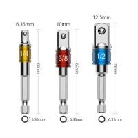 ราคา 3PC color hexagonal screw air screwdriver conversion extension rod 1 2 square head 3 8 socket 1 4 electric screwdriver tool set (21898752716)