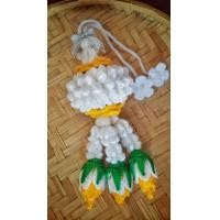 ราคา พวงมาลัยไหมพรม คล้องกระจกหน้ารถ ดอกกุหลาบสีเหลือง ถ่ายจากงานจริง พร้อมส่ง (20382216113)