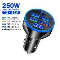 ราคา 5พอร์ต250W ที่ชาร์จ USB ในรถ Type C ที่ชาร์จในรถชาร์จเร็วเครื่องชาร์จในรถยนต์โทรศัพท์ QC3 0 PD สำหรับ IPhone โทรศัพท์ (21620795152)