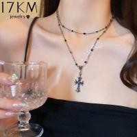 ราคา สร้อยคอไม้กางเขน17กม สำหรับผู้หญิงสร้อยคอลูกปัดวินเทจอัญมณีเครื่องประดับแฟชั่นโซ่คู่ (21779091540)