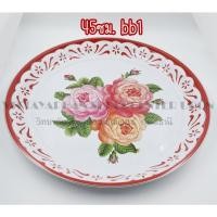 ราคา ถาดเคลือบ ถาดเคลือบลายดอก ขอบเงิน ขนาด40 45 50 ซม (17888437257)