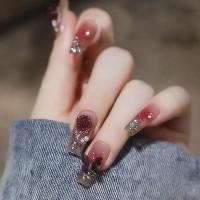 ราคา 24 ชิ้น 24 ชิ้น DIY เล็บปลอมฝรั่งเศสเล็บปลอม Rhinestone เพิร์ลเล็บปลอม (21026500338)
