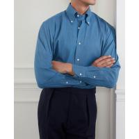 ราคา WARDROBE MINISTRY เสื้อเชิ้ตแขนยาว The High Roll Button Down Collar Cotton Chambray Shirt in Light Indigo (21805770517)