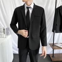 ราคา JF สูทผู้ชาย เสื้อสูทลำลอง สไตล์เกาหลี สีทึบ กระดุมสองเม็ด กระเป๋าข้าง ไม่ต้องรีด ผ้านุ่ม ทรงหลวม สีดำ เทาเข้ม M XXL (21872303681)