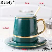 ราคา 400ml Gift Package Ceramic Mug with Lid Spoon and Saucer Lovers Coffee Mug Creative Coffee CupsCeramic Coffee Cup Set Drinkware (21656026428)